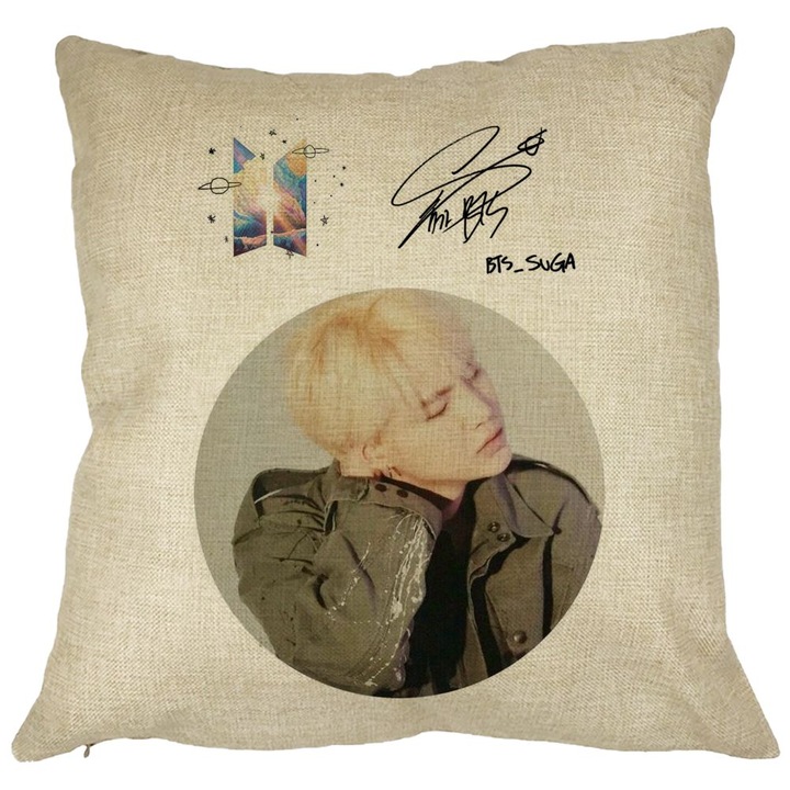 Személyre szabott BTS Jungkook párna, 40x40 cm, levehető huzat, fújtató