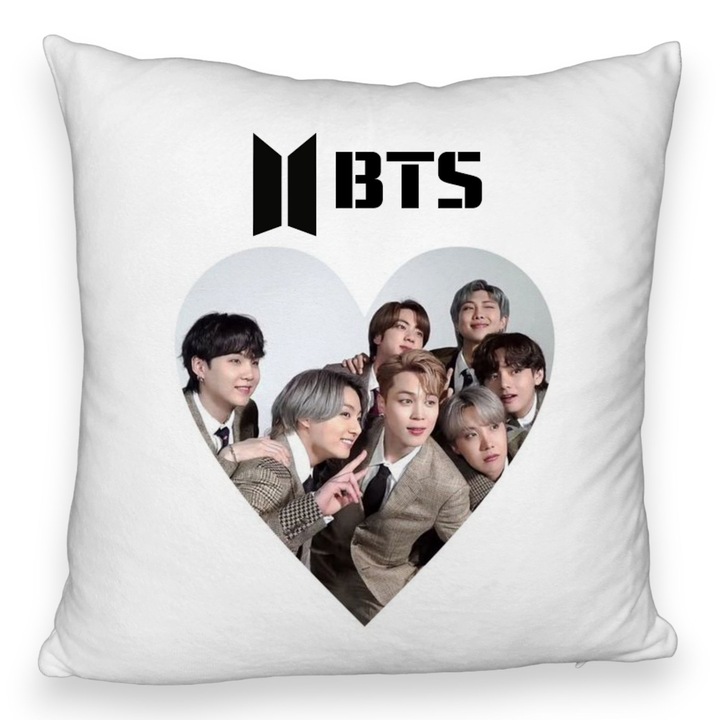 Személyre szabott párna Fluffy BTS Army 4, 40x40 cm, Levehető huzat, Fújtató