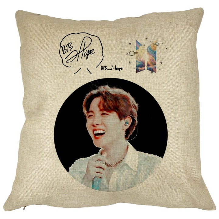 Személyre szabott BTS Jin párna, 40x40 cm, Levehető huzat, Fújtató