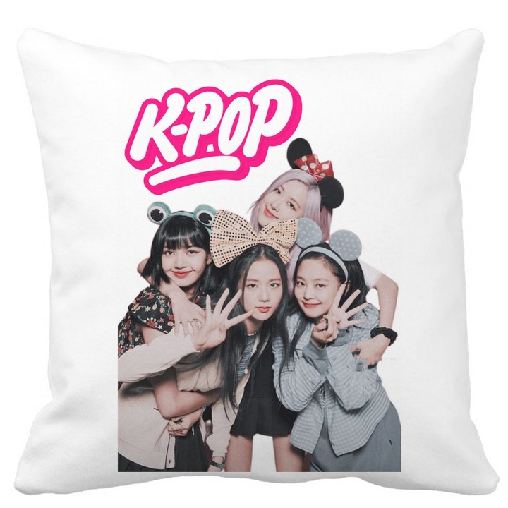 K-pop dekoratív párnahuzat, 40x40 cm, fehér, matt