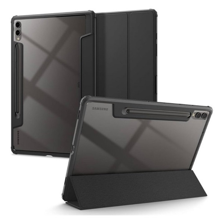 Tablet tok, kompatibilis, Samsung Galaxy Tab S9 Plus LTE (SM-X816) / Galaxy Tab S9 Plus WIFI (SM-X810) Spigen ultra hybrid pro tok álló, bőr hatású (flip, oldalra nyíló, trifold, asztali tartó, ceruza tartó) fekete, gyártói csomagolás