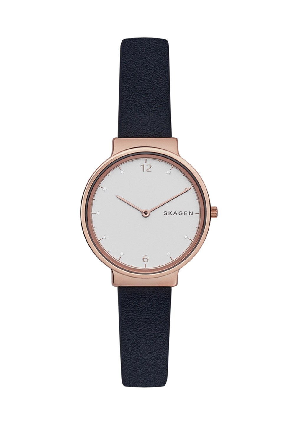 Skagen Ceas bleumarin cu o curea de piele