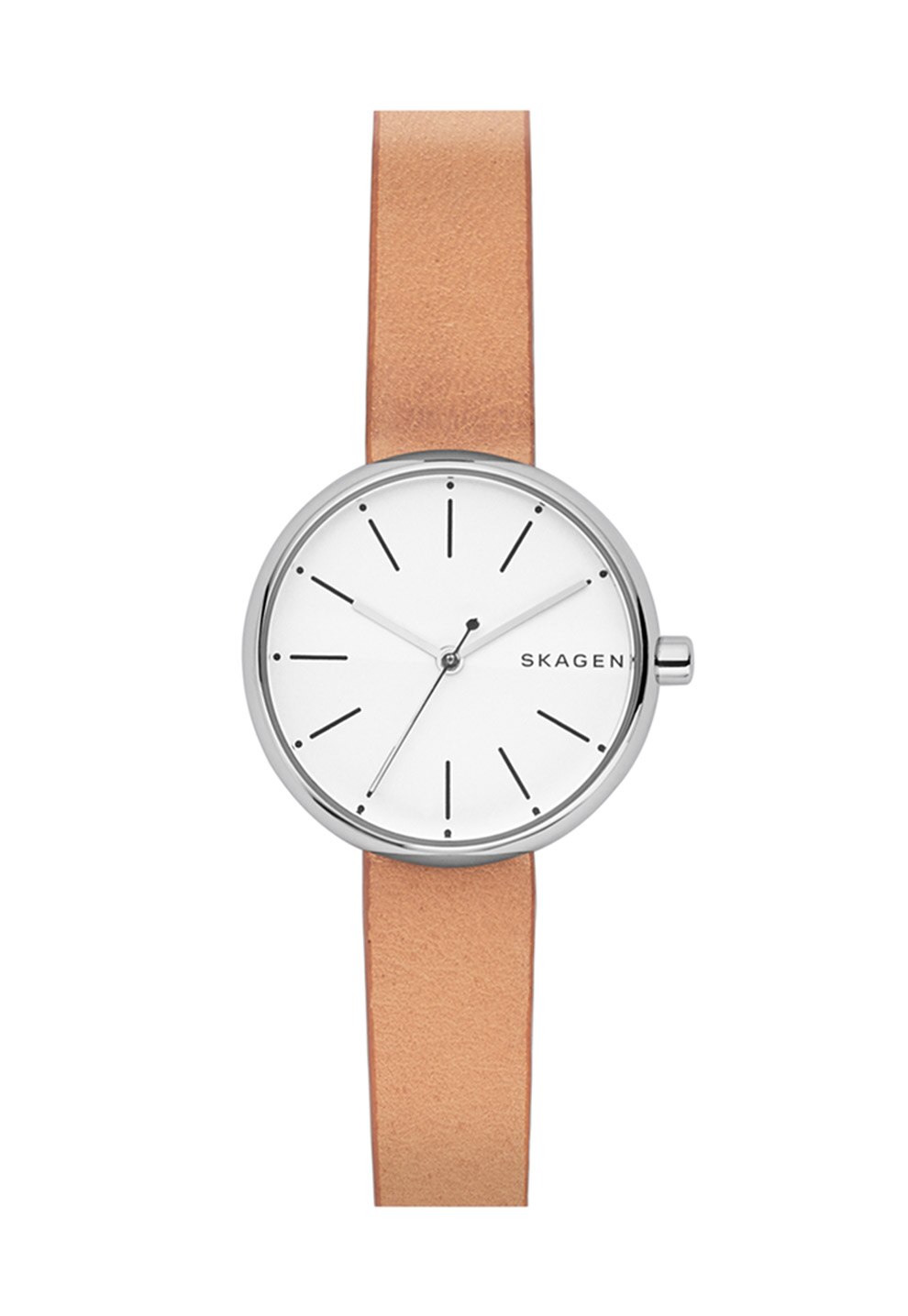 Skagen Ceas maro deschis cu o curea de piele