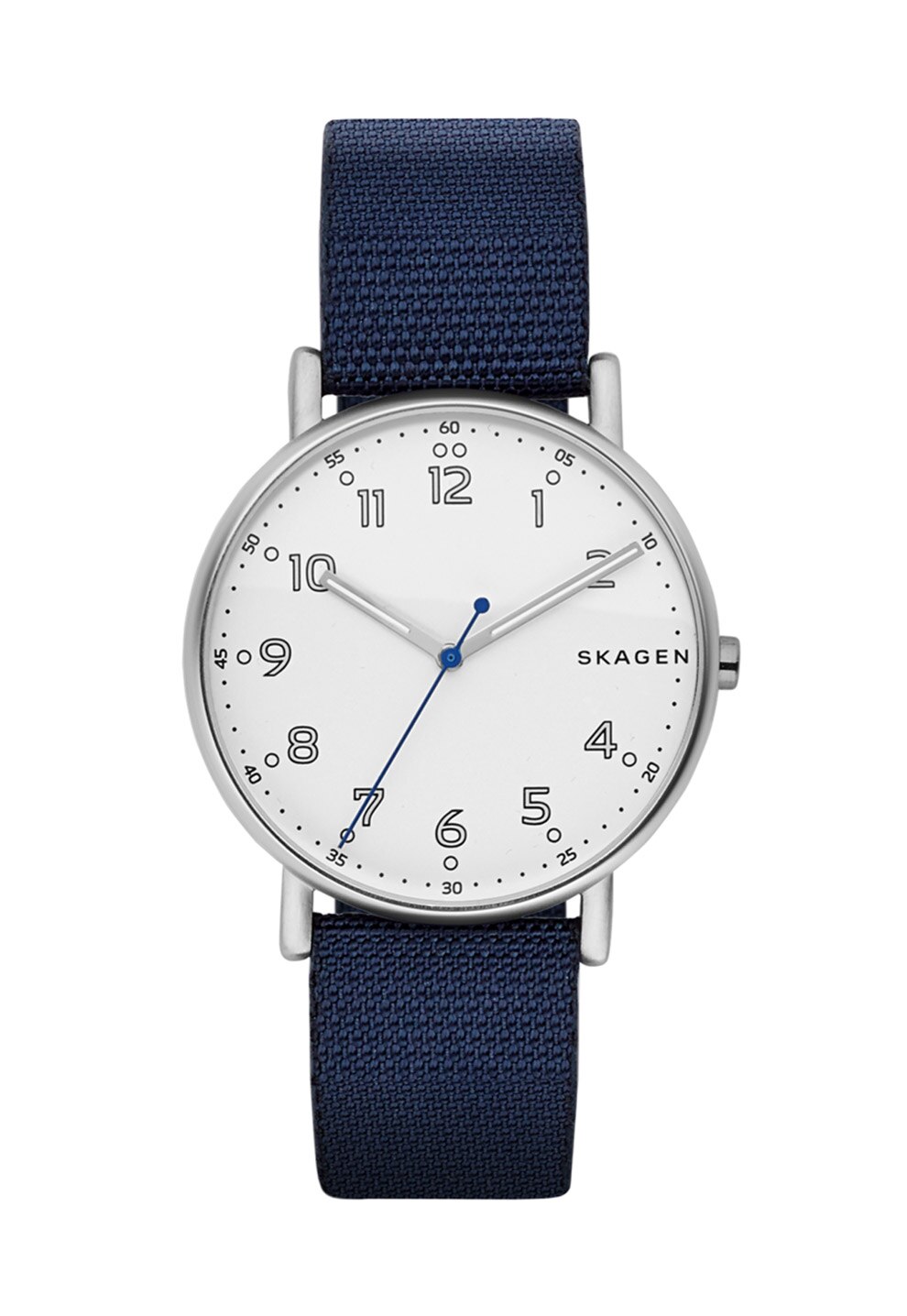 Skagen Ceas argintiu cu bleumarin