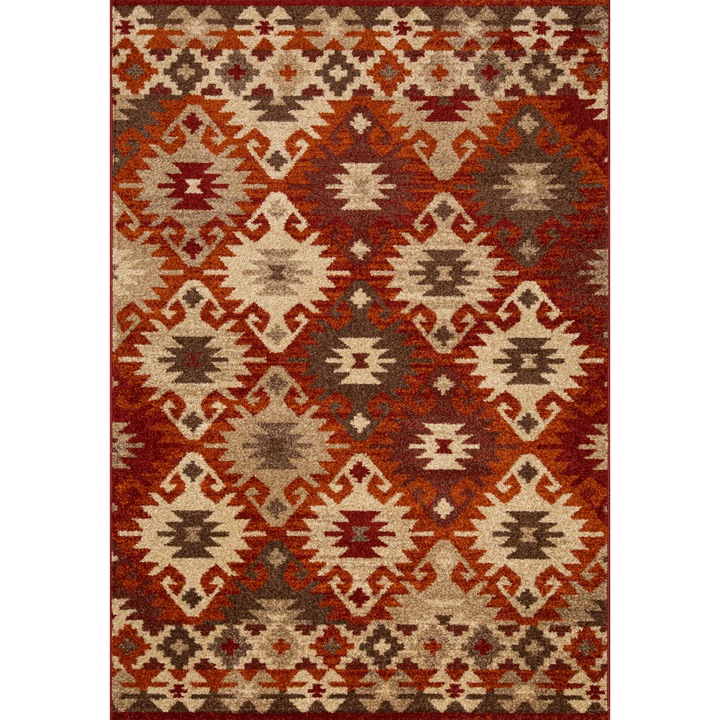 Правоъгълен килим, Модел Orlando 188, Кафяв/Оранжев 67 x 120