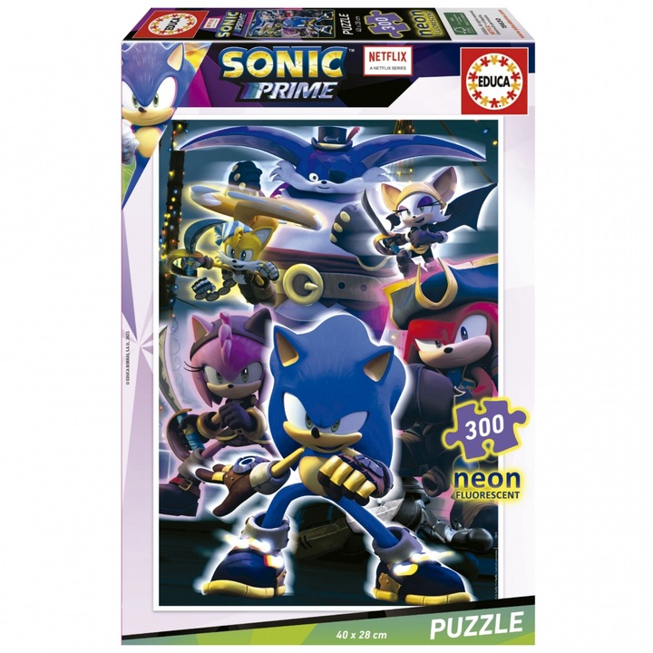 Puzzle neon pentru copii Educa din 300 de piese - Sonic