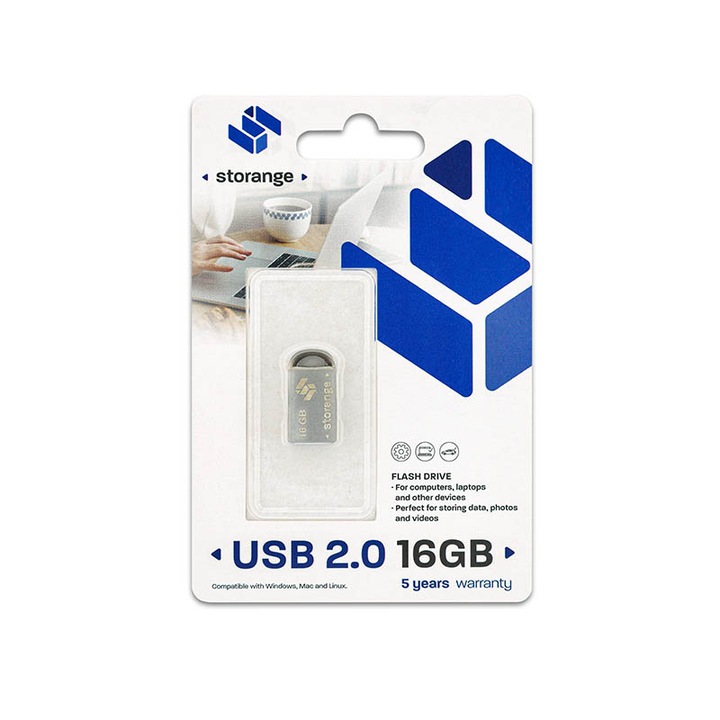 Memorie USB Storange, Mini, 16 GB, Argintiu