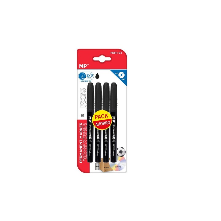 Комплект от 4 черни перманентни маркера