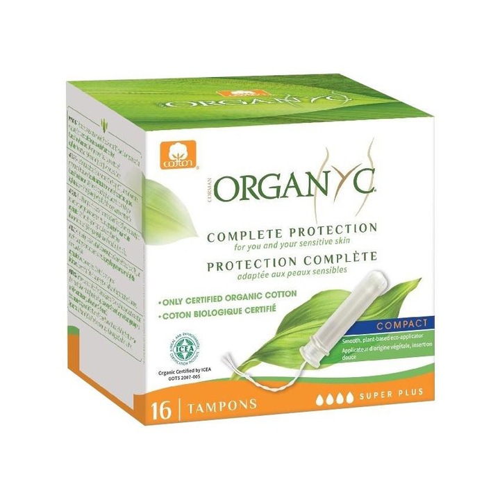 Organyc Super Plus тампони от органичен памук с пронат апликатор 16 бр