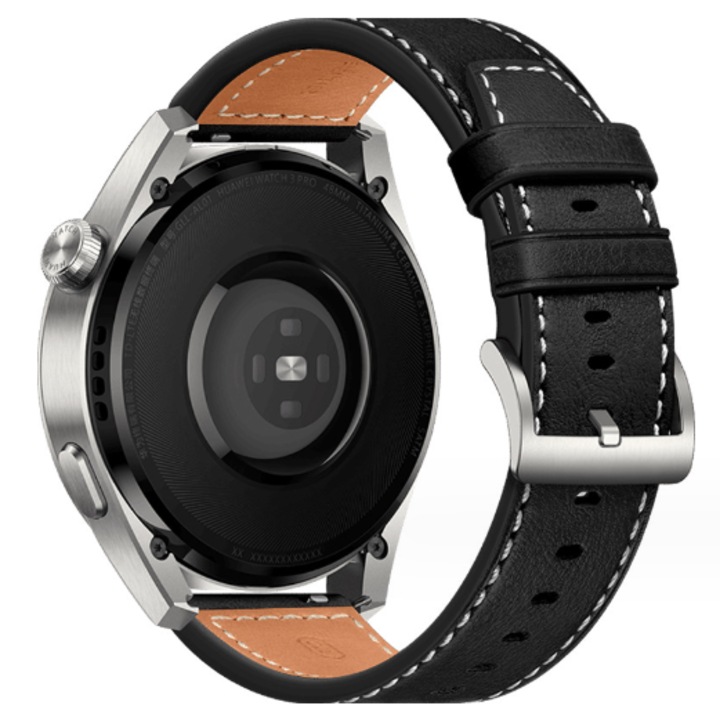 Curea de piele pentru smart watch compatibil cu Huawei Watch GT2/Gt3, latime 22mm, negru