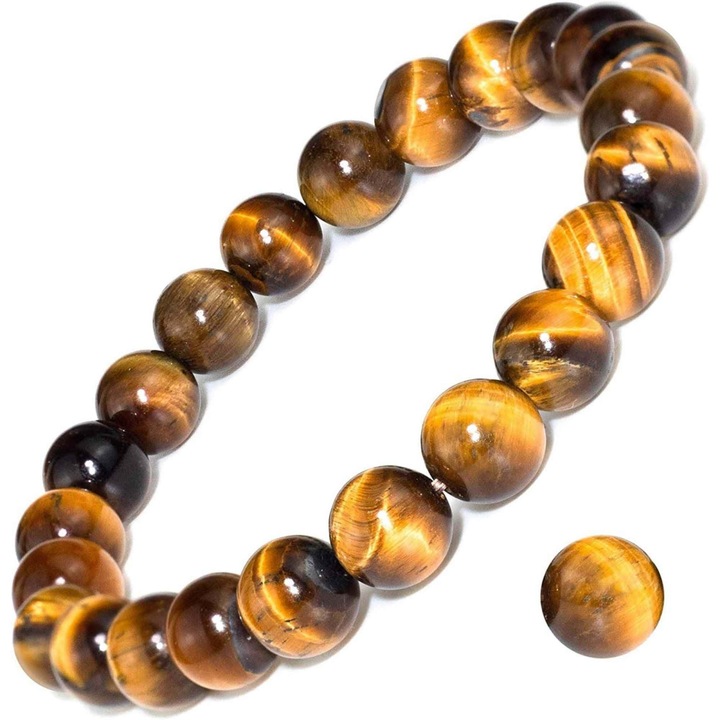 Bratara elastica cu pietre semipretioase ochi de tigru de 8 mm - bratara pentru meditatie