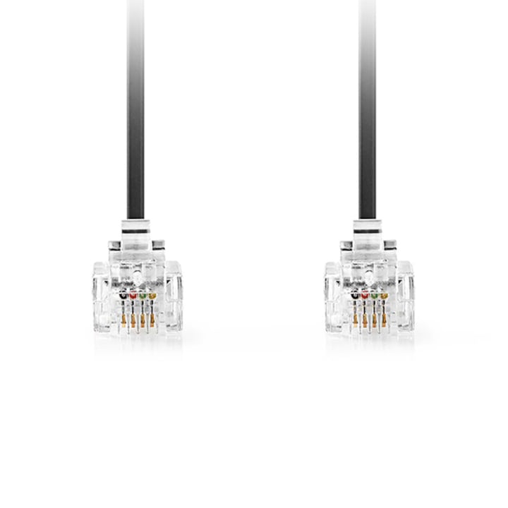 Телефонен кабел RJ11 мъжки, черен, 2 м