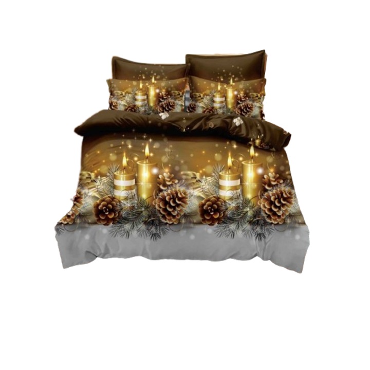 Спално бельо, Jojo Home, Finet, 1 лице, 4 части, Elegant Christmas, 155x230см, Многоцветни