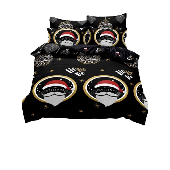 Спално бельо, Jojo Home, Finet, 2 лица, 6 части, Весела Коледа, 230x240см, Многоцветни