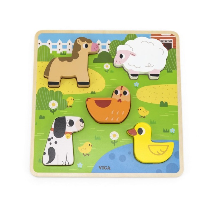 Viga szenzoros puzzle Farmátani állatok
