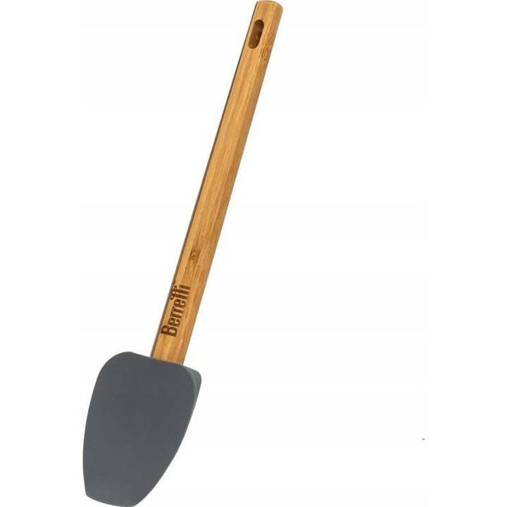 Spatula de bucatarie Berretti, silicon si bambus, gri si maro, 30x7cm