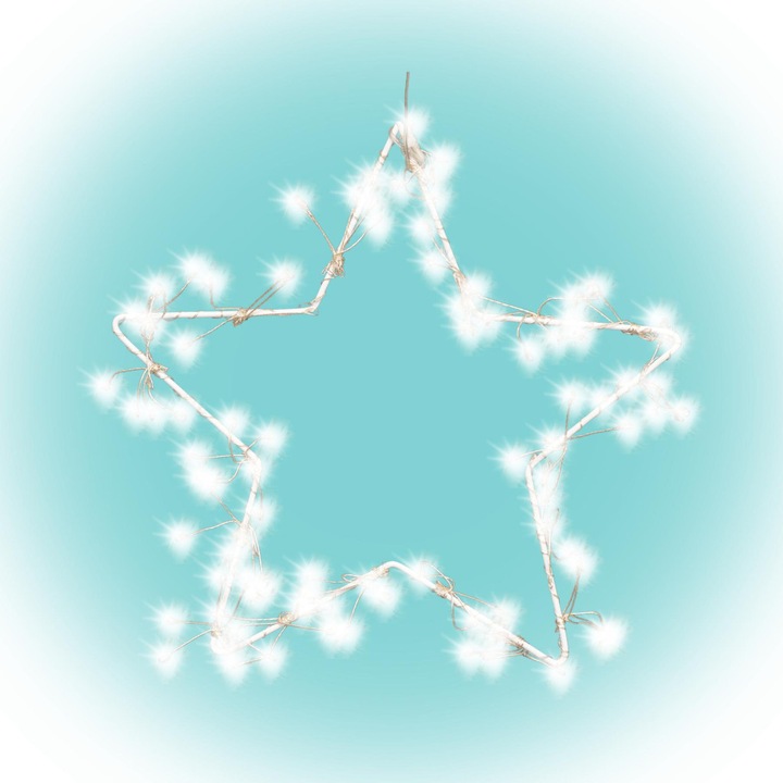 Decoratiune lumini Craciun cu LED, stea 30x30cm baterii alb cald