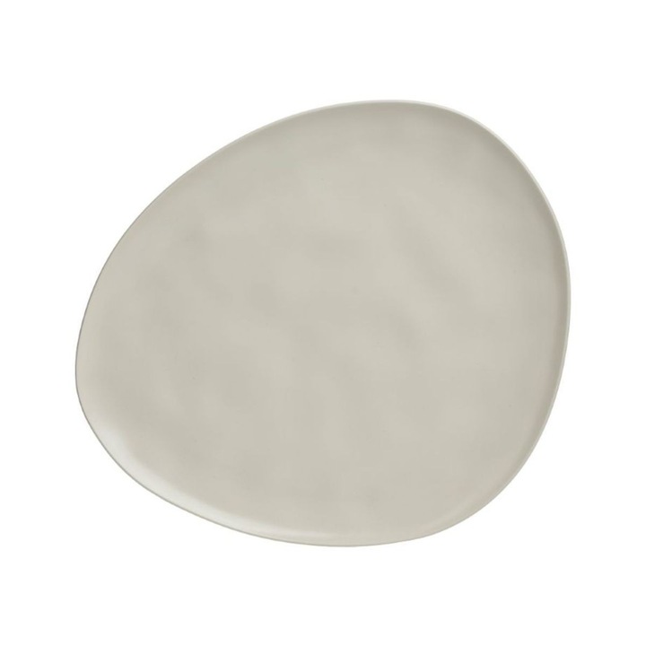 Platou de servire crem ceramic asimetric, 30x26x2 cm, Inart