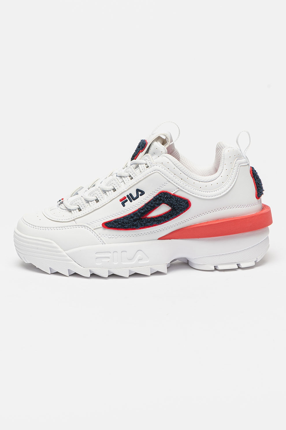 Fila Pantofi sport de piele ecologica Disruptor Alb Albastru marin 41 eMAG.ro