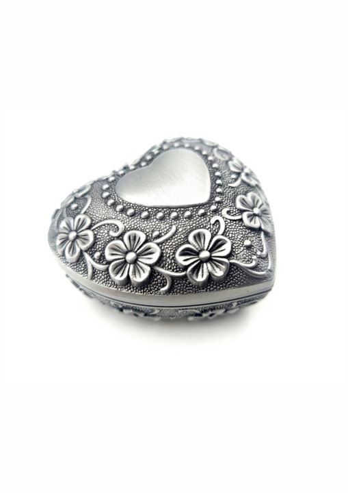 Cutie de bijuterii, in forma de inima, 6 x 6 x 3 cm