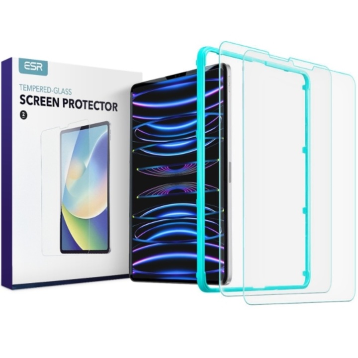 Folie de protectie tableta ESR, Set 2 buc, Temoered Glass pentru Apple iPad PRO 12.9 2020/ 2021/ 2022