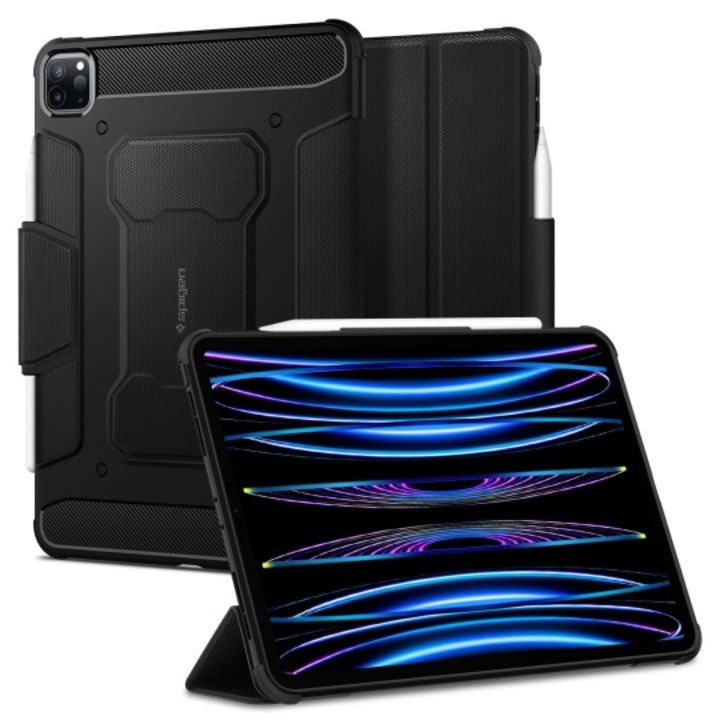 Husa de protectie tableta Spigen, Rugged Armor pentru Apple iPad PRO 11 2020/ 2021/ 2022, Negru