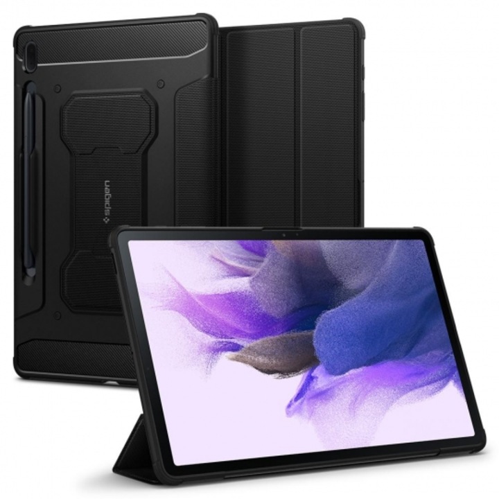 Husa de protectie tableta Spigen, Rugged Armor pentru Samsung Galaxy TAB S7 FE 5G 12.4 T730/ T736B, Negru