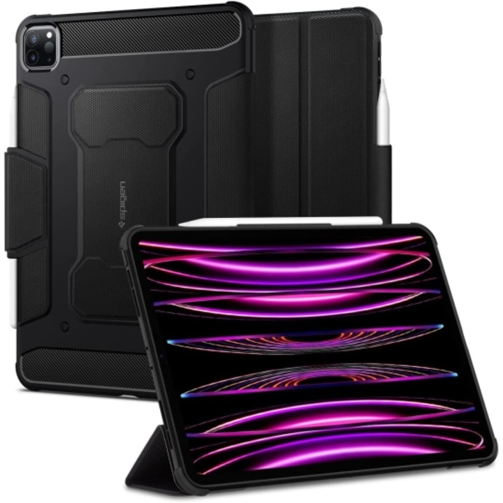 Husa de protectie tableta Spigen, Rugged Armor pentru Apple iPad PRO 12.9 2021/ 2022, Negru