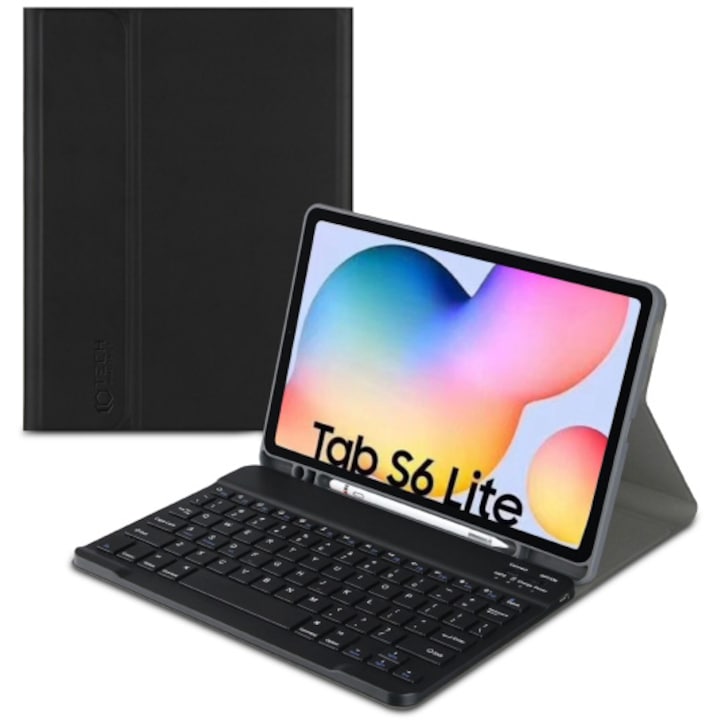 Tablet védőburkolat Tech-Protect billentyűzettel, Toll tárolóhely, Samsung Galaxy TAB S6 LITE 10.4 2020/ 2022, fekete