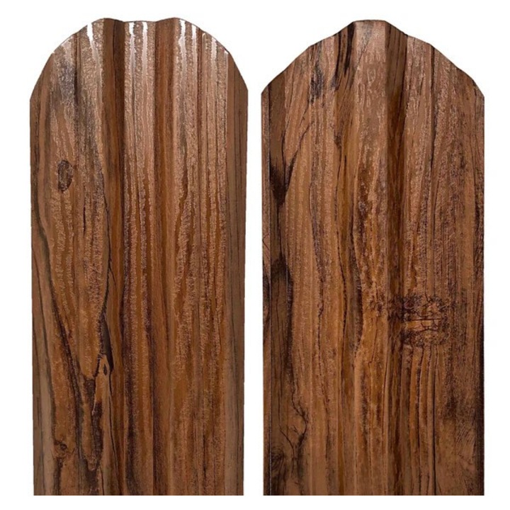 Комплект метални летви за ограда Miradex Tisa, Височина 100 cm, Орех Гланц, 25 бр / 3 m ограда, двулицево покритие