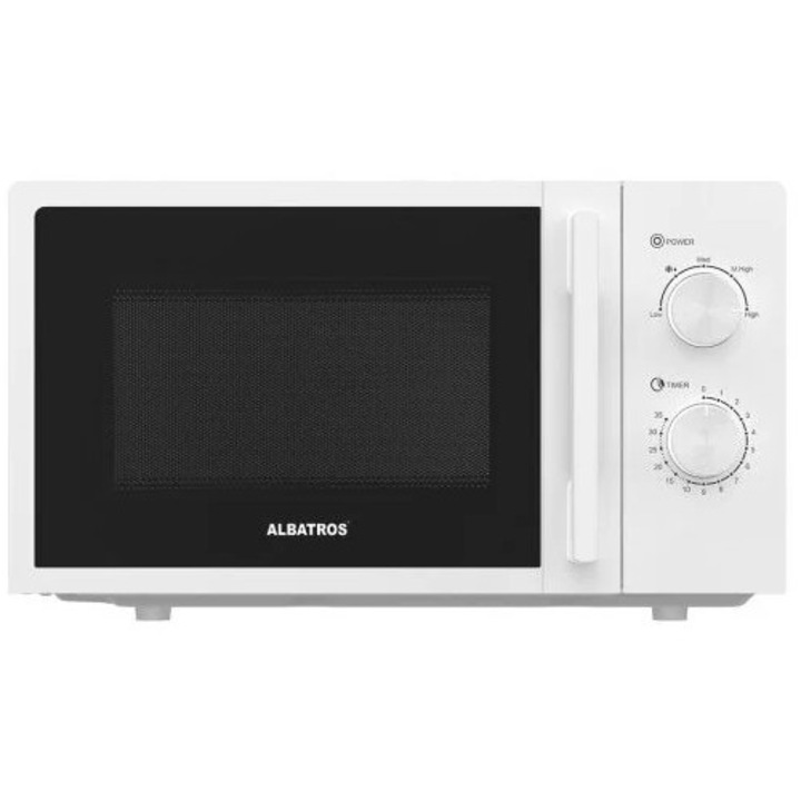 Cuptor cu microunde Albatros MWA-20MC4, 700 W, 20 L, 5 Nivele de incalzire, Timer, Dezghetare, Lumina interior, Alb