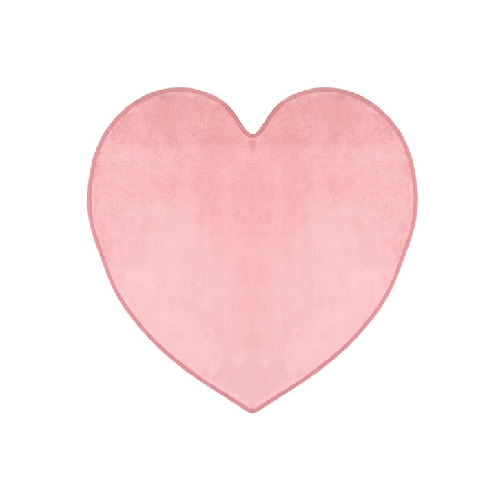 Детски килим във формата на сърце, розов, полиестер, 90х90см