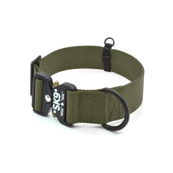 Zgarda de forta, Super-K9, Kaki, XL, pentru caini civili si utilitari rase mari, seria SK9 Military Plus