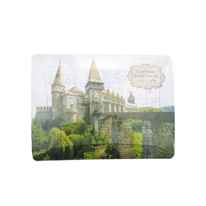 Set 10 Puzzle din plastic cu Castelu Corvinilor, 28x21cm, 40 piese Multicolor
