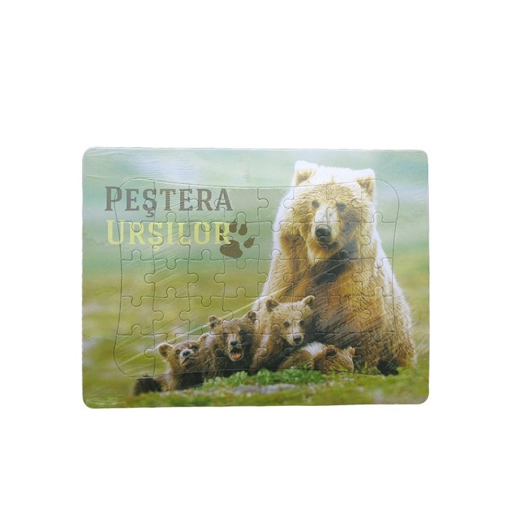 10 db-os műanyag kirakós készlet a Medve-barlanggal, 28x21 cm, 40 db, többszínű