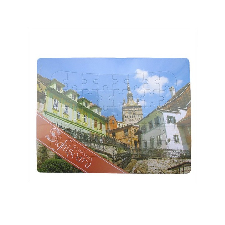 10 db-os műanyag kirakós Segesvár készlet, 28x21 cm, 40 db, többszínű