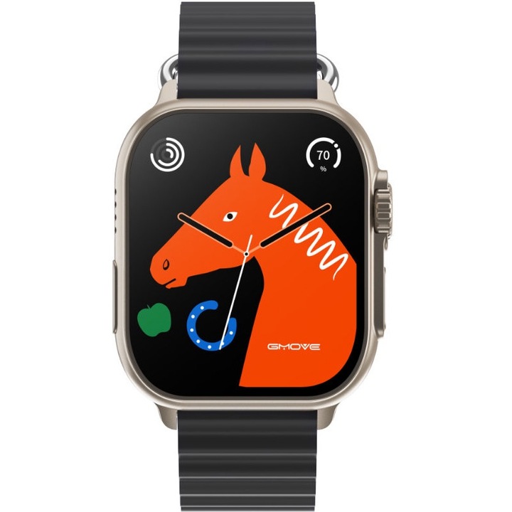 Smartwatch, Rubicon, RNCF17, Bluetooth, Aliaj/Silicon, 1.96", Negru