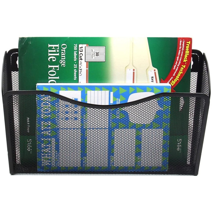Suport document metalic vertical, 13.4x3.25x8.45 inch, negru, set 6 bucati