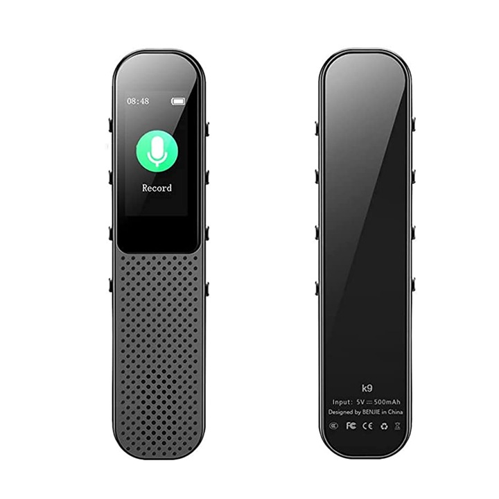 Reportofon digital 32GB, activare vocala, gri, 10.2x1.1x2.3cm