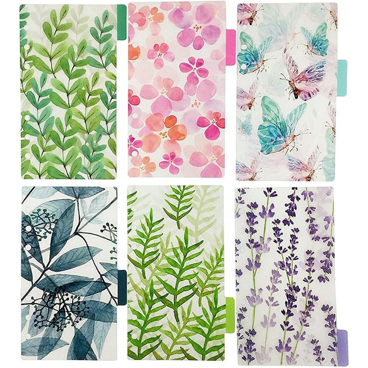 Set 6 separatoare documente, Polipropilena, Multicolor