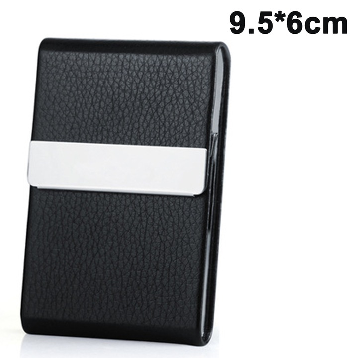 Калъф за визитни картички - Калъф от PU кожа за визитни картички Метален държач за визитни картички Джобен държач за визитни картички за мъже и жени с магнитно закопчаване