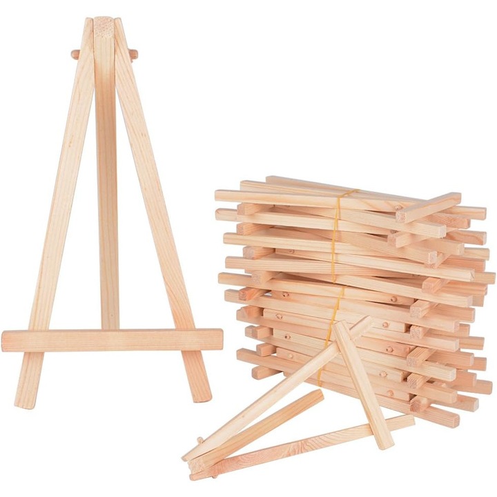 Set 20 Mini Sevalete, Lemn, Suport Nume/Meniu/Fotografii, 15.8 x 8.8 cm, Bej