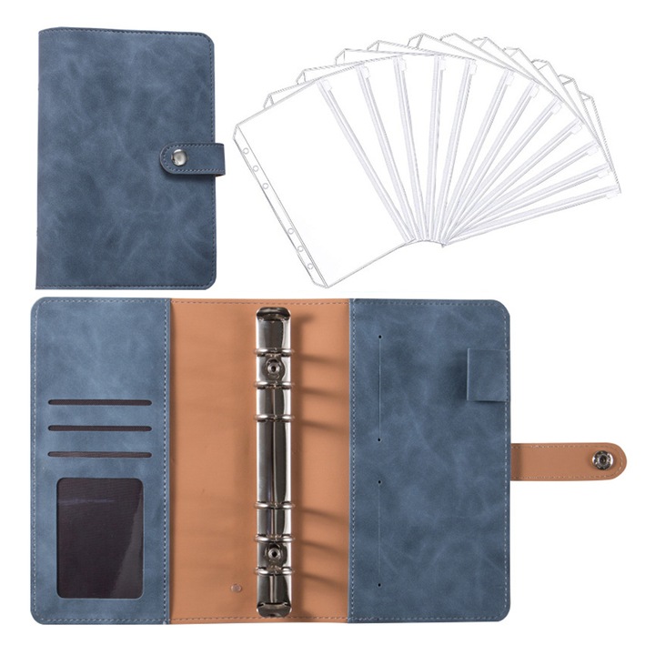 Coperta agenda, piele, multicolor, 19.3x12.5cm, cu buzunare si suport pix
