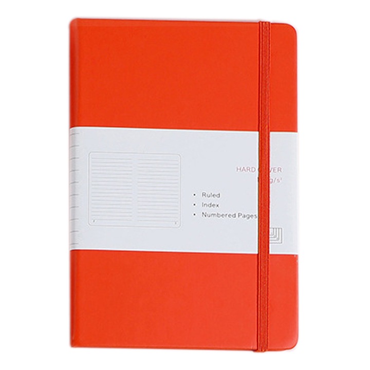 Caiet ZYBLSSBB LSM2XH-BST3000585-4 hardcover cu elastic, liniute, hartie fara acid, 188 pagini, portocaliu, A5 148 x 213 mm