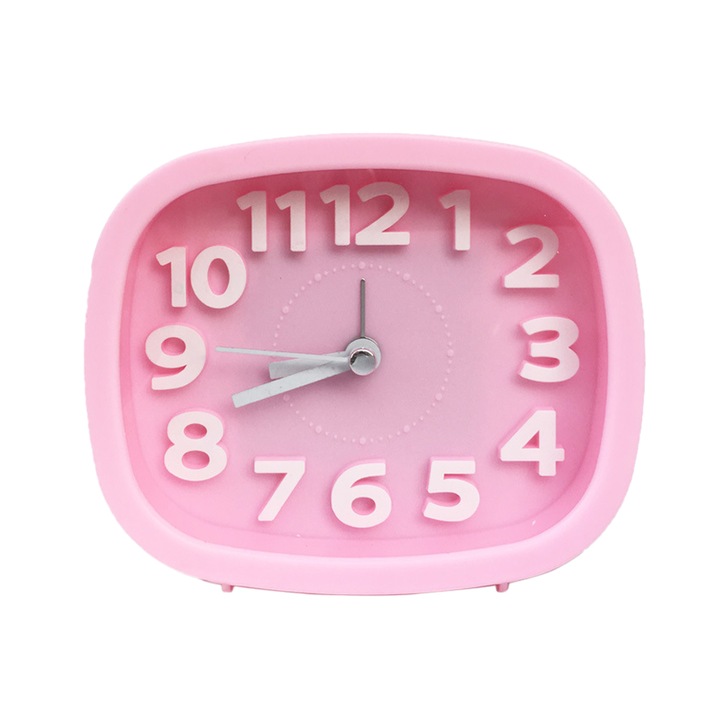 Ceas de masa Cozevdnt, alarma digitala, roz, design simplu, dimensiune mare