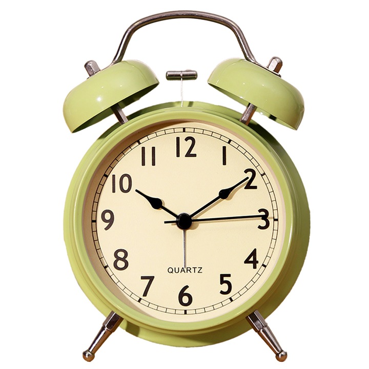 Механичен будилник, QttvbTna, Стомана, Кварцов механизъм, 11,5 х 16 см, Светло жълт