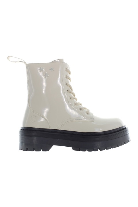 Lumberjack, Bocanci din piele ecologica cu toc masiv, Alb