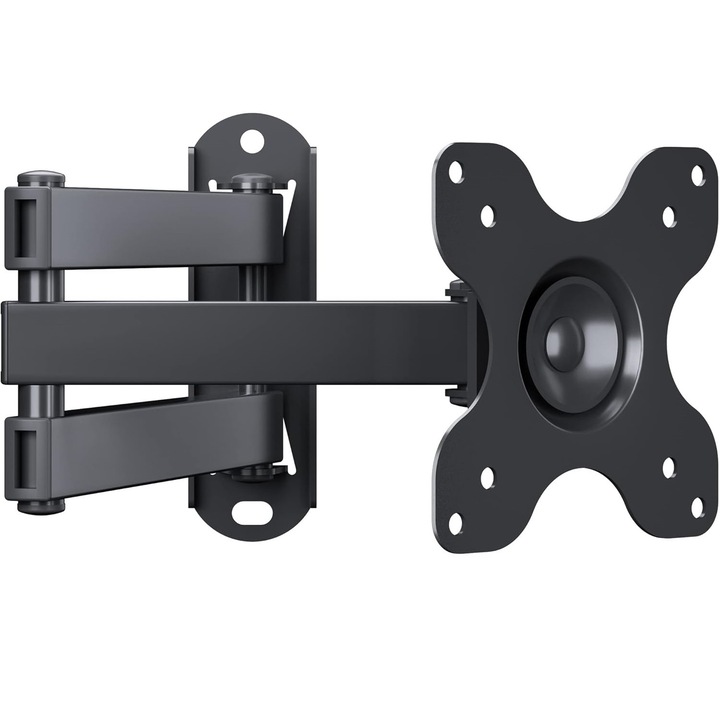 Suport TV, Bontec, articulat full motion, diagonala 13-30 inch, rotativ 360, inclinare 15, pivotatie 15 grade, VESA 75x75mm/100x100mm, 15 kg max, metal