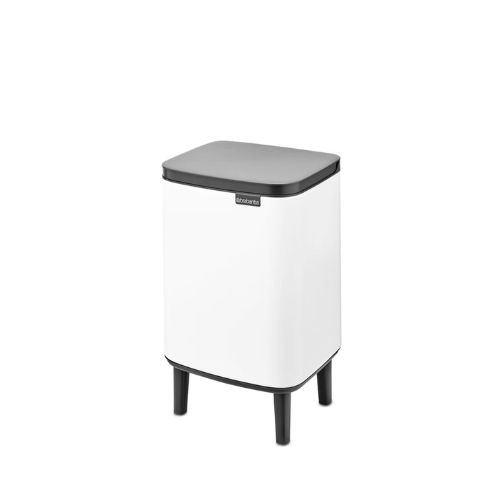 Cos de gunoi cu actionare manuala, alb, inox, 7 l, Bo Waste Bin Hi, Brabantia-8710755227165