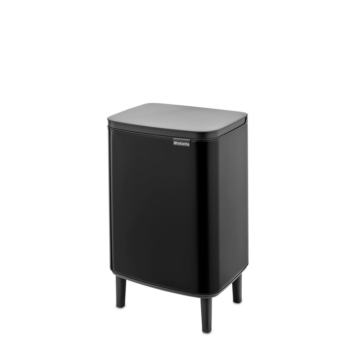Кош за боклук Brabantia Bo Small Hi 1006649, 12 л, Плавно и безшумно отваряне, Противоплъзгаща основа, Черен